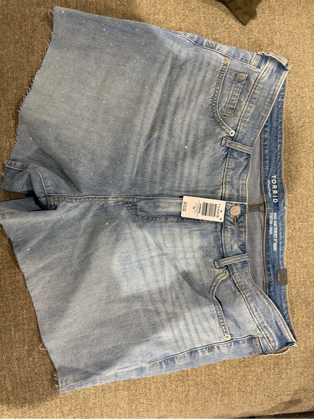 torrid Light Blue High-Rise Denim Shorts with Multicolor Speckles